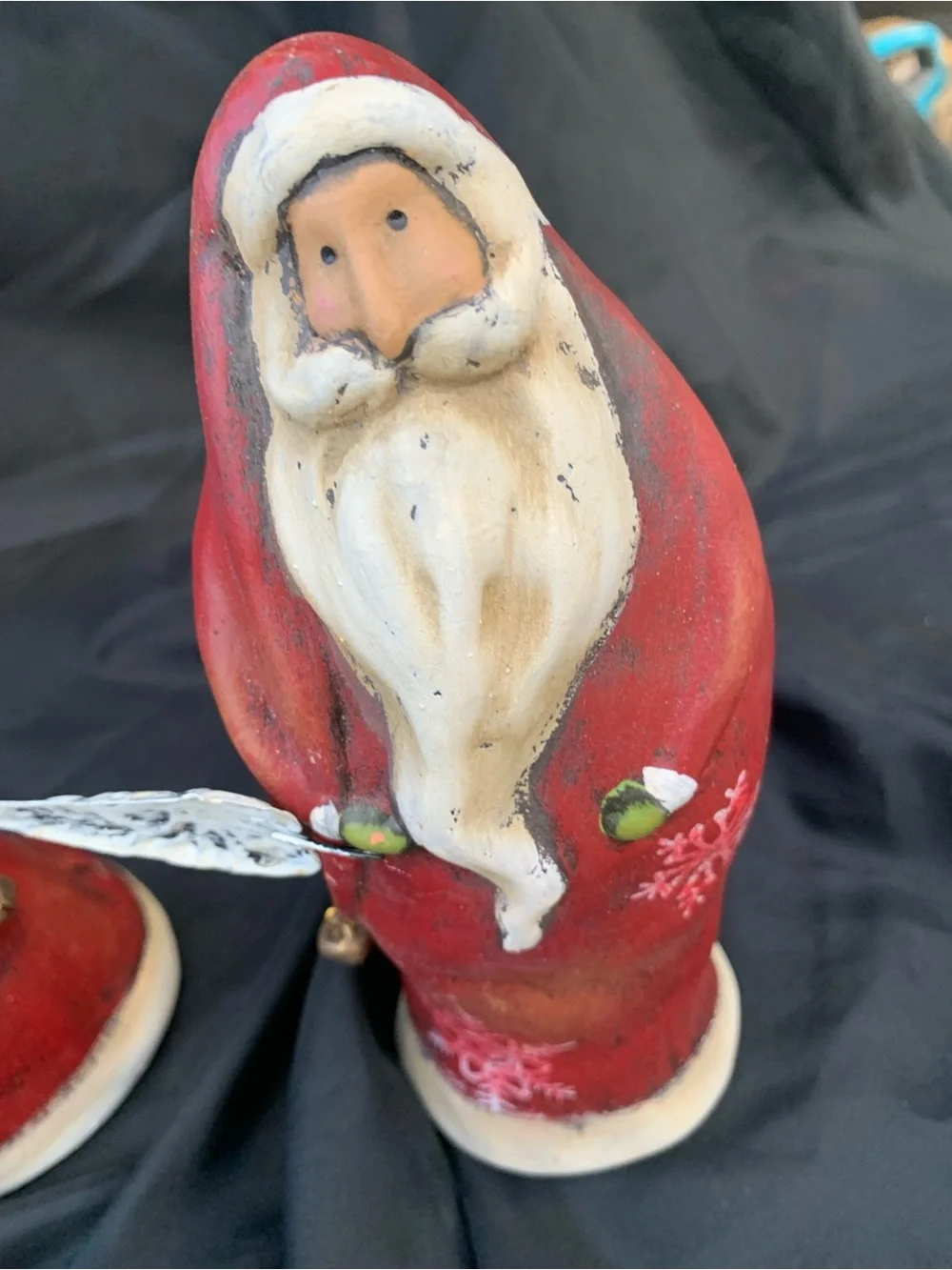 Set of Three Chubby Rustic Hand-Painted Red Santa Claus Figurines Lightweight